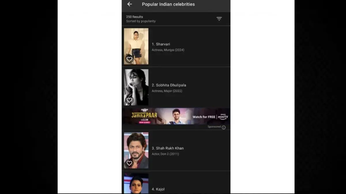 IMDb list of Popular Indian Celebrities 