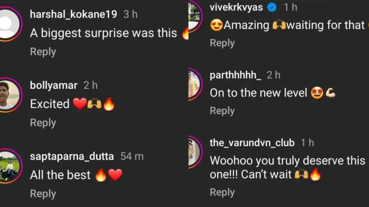 Comments on Varun Dhawan's Instagram post