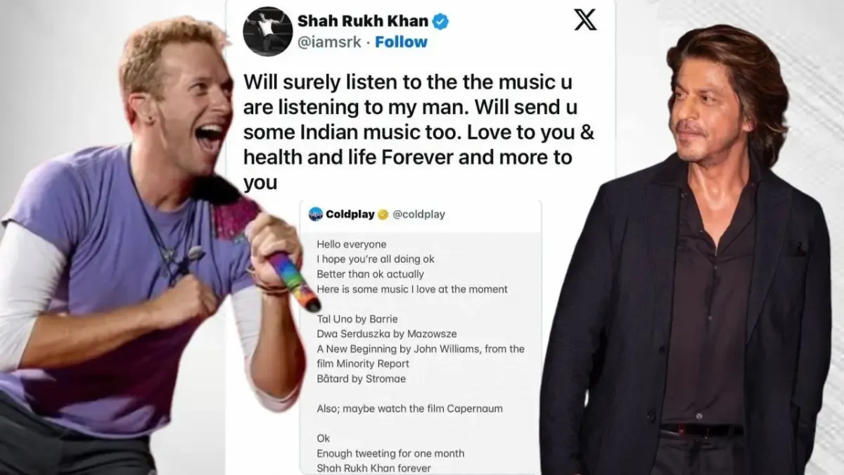 Chris Martin's post on X and SRK's reply