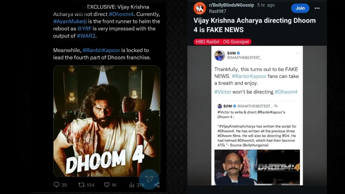 Social media posts on Dhoom 4