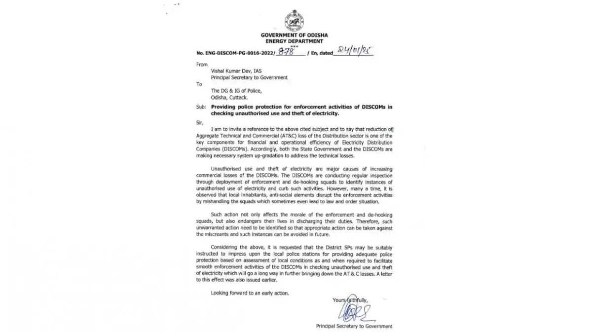 Energy Department letter