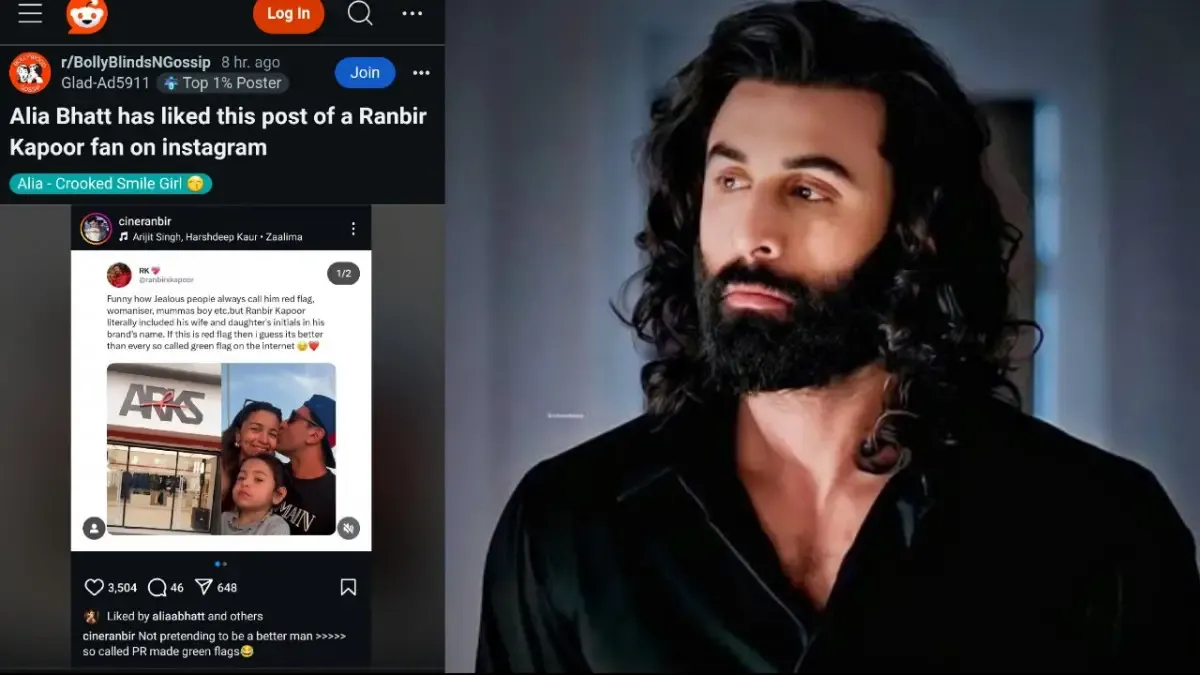 Social media post defending Ranbir Kapoor and Alia Bhatt liking it