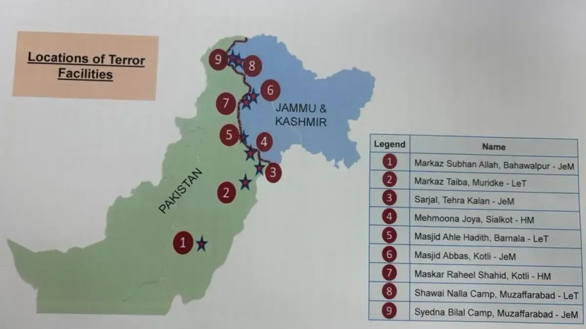 The nine sites focused on by Operation Sindoor