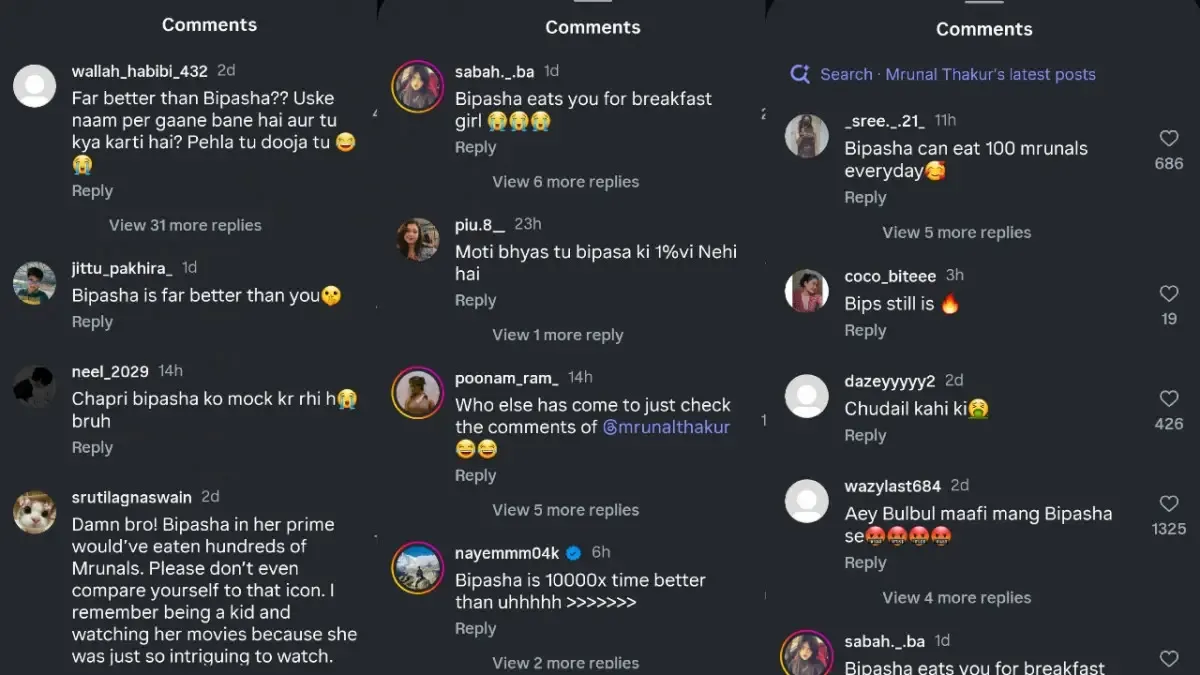 Comments on Mrunal Thakur's Post