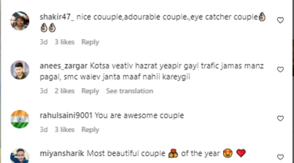 Comments on Mehreens Insta post