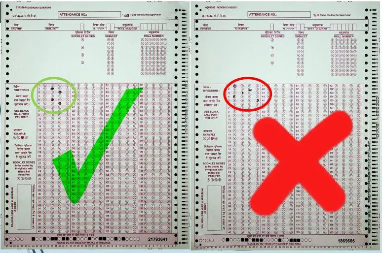 Errors in OMR sheet