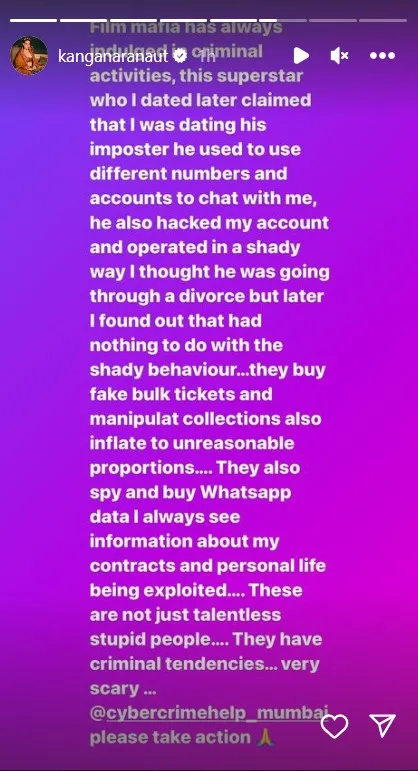 Kanganas Insta Story