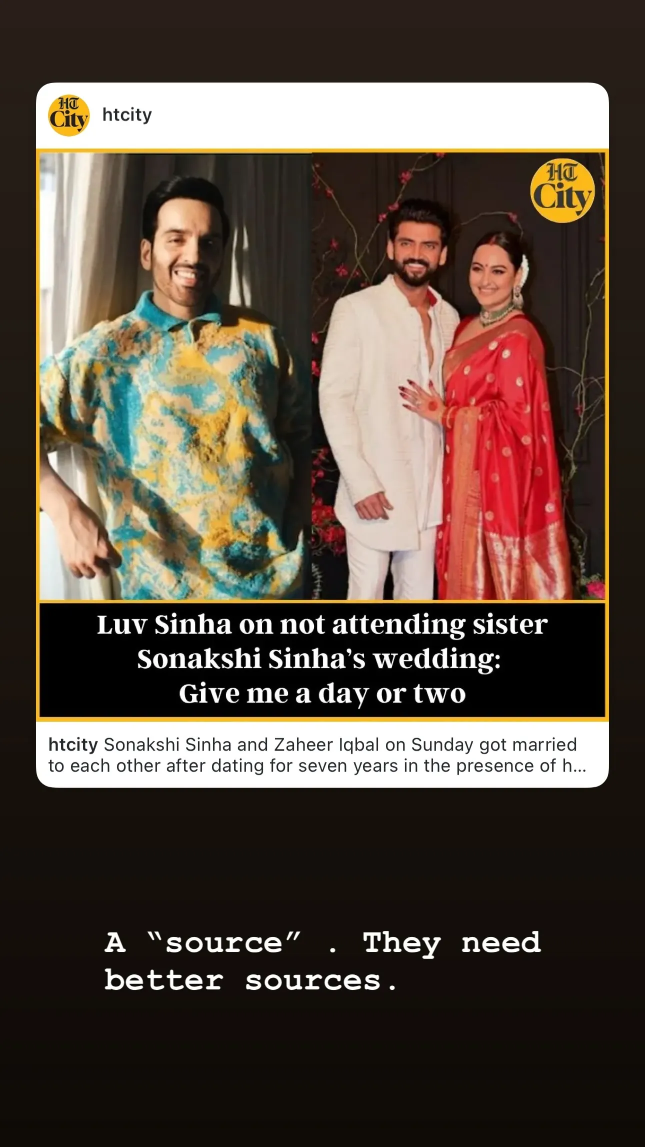 Luv Sinhas Insta Story