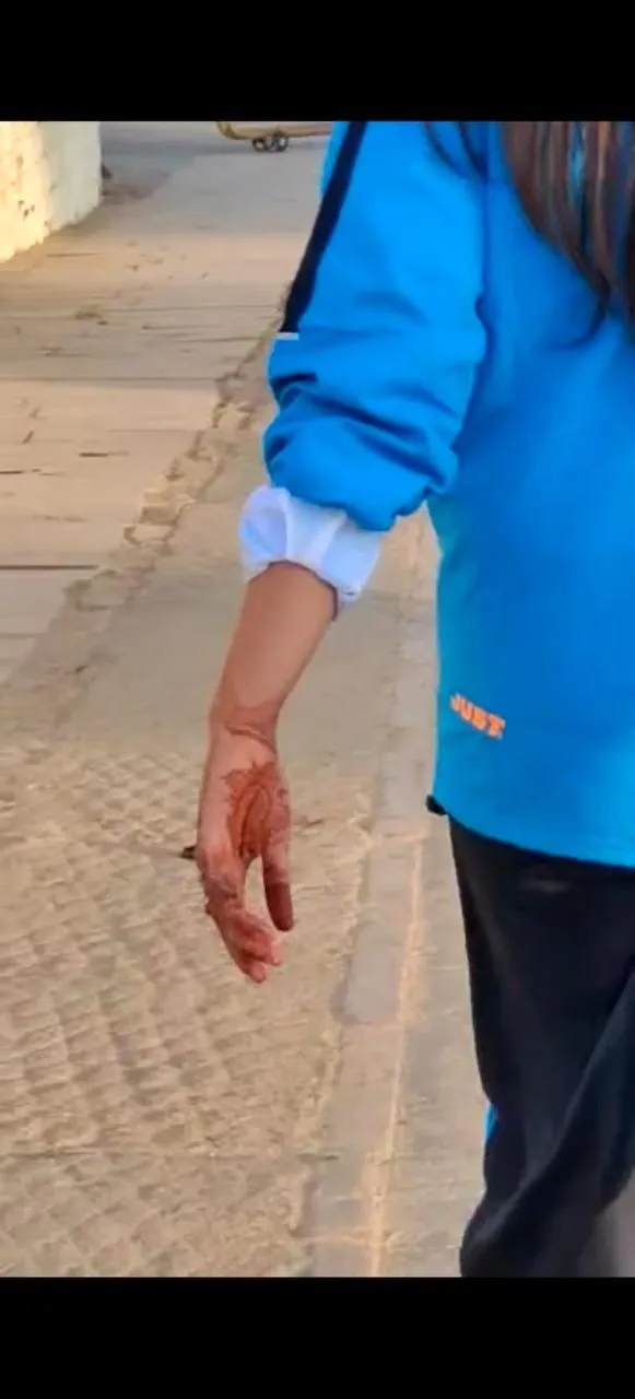 ina Dabi wore mehendi for Karwa Chauth.