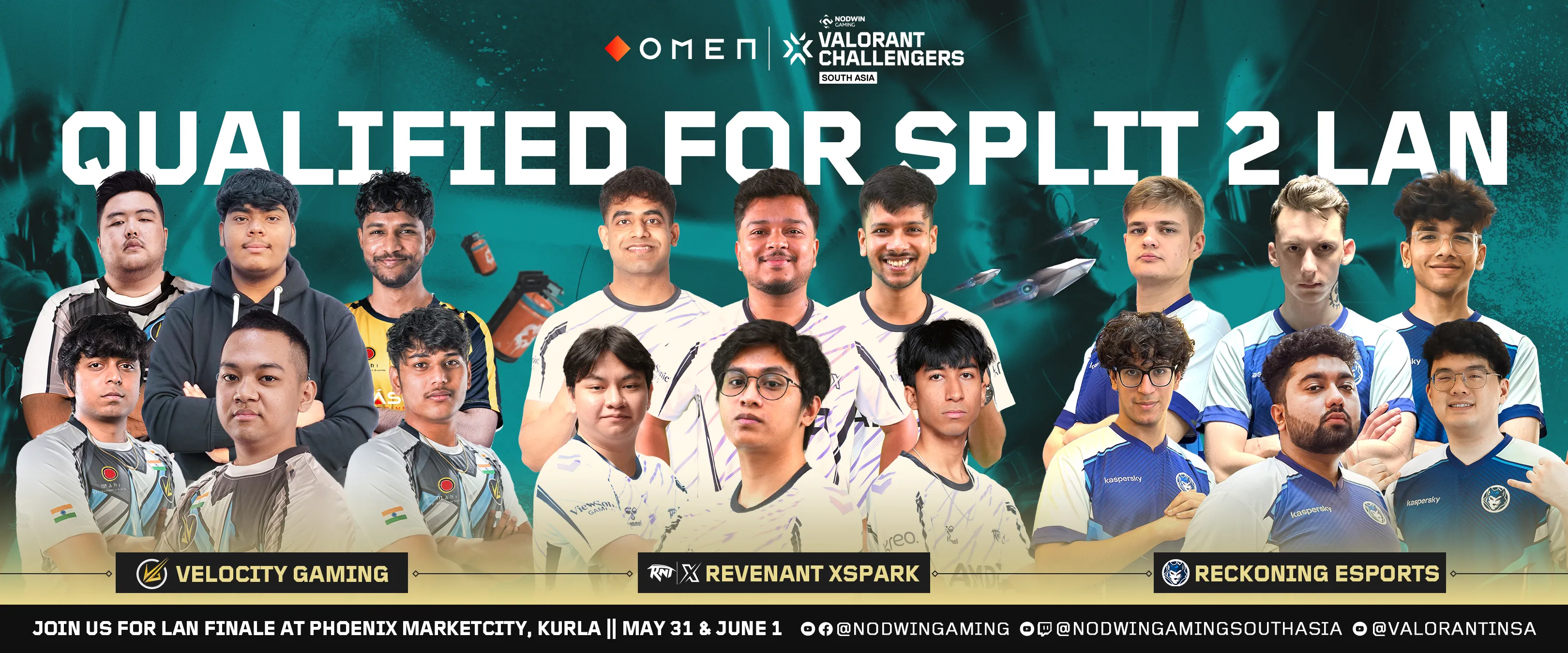 Press Release_Velocity Gaming, Revenant XSpark, and Reckoning Esports qualify for the Split 2 LAN Finals of OMEN VALORANT Challengers South Asia 2025
