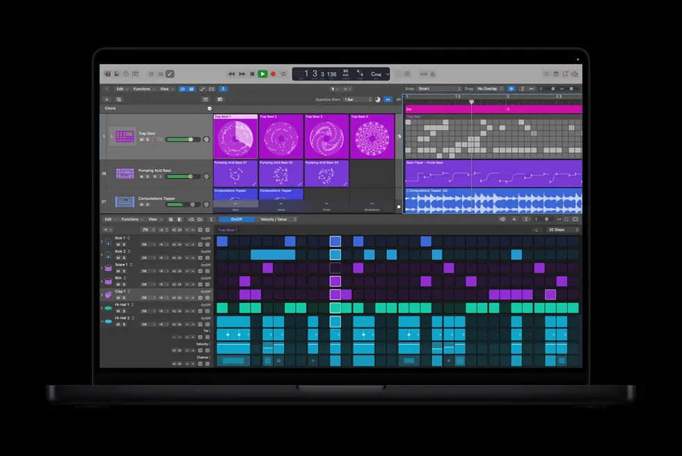 Logic Pro displayed on MacBook Pro.