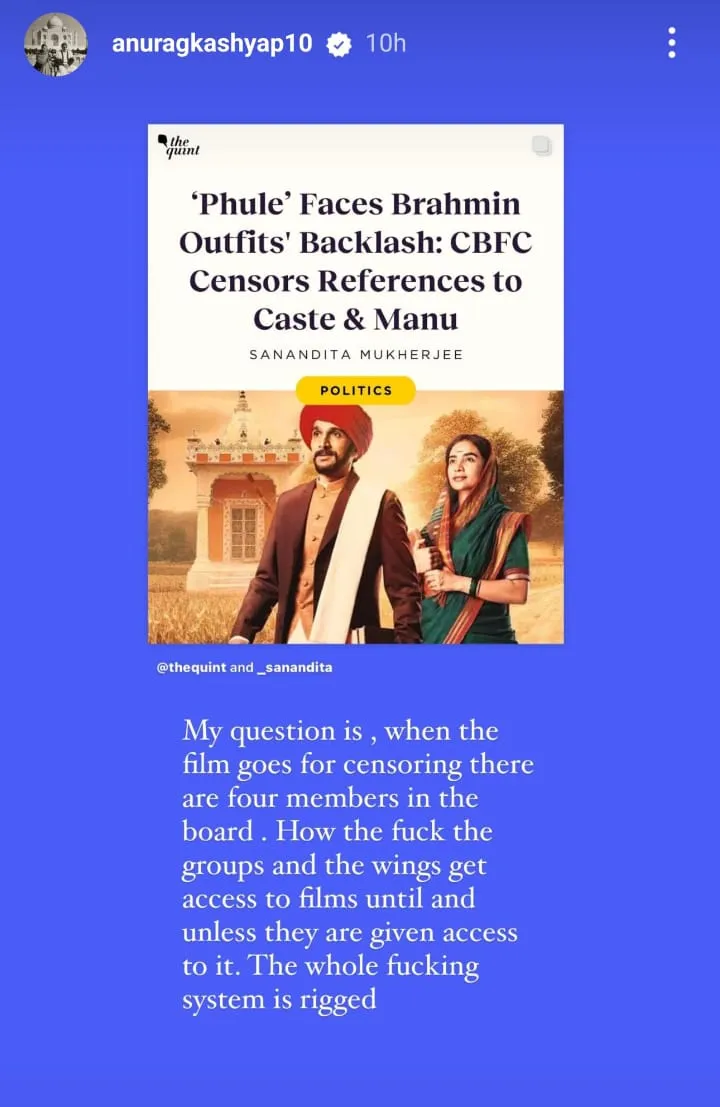 His Insta story.