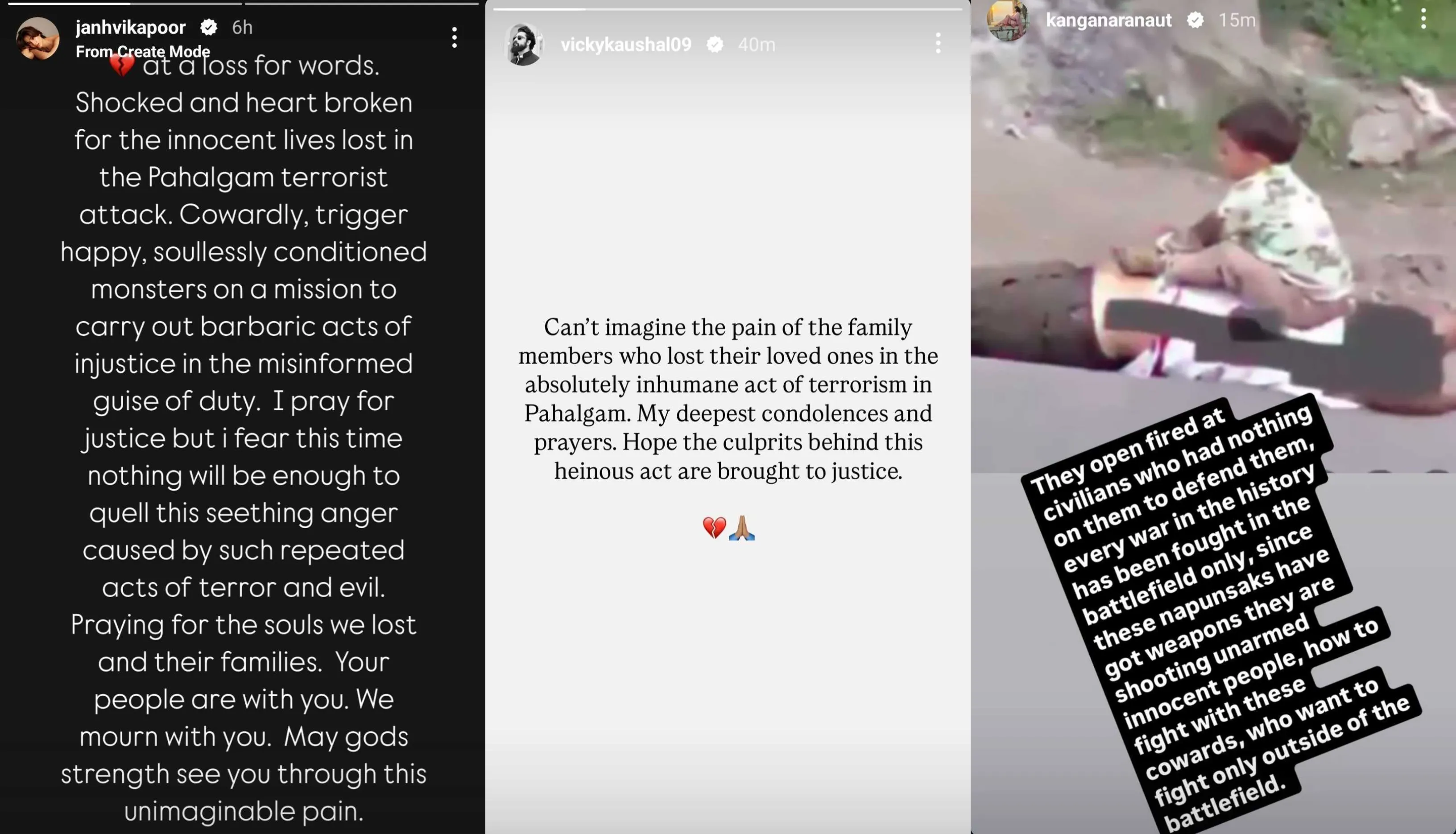Janhvi Kapoor, Vicky Kaushal and Kangana Ranaut's posts