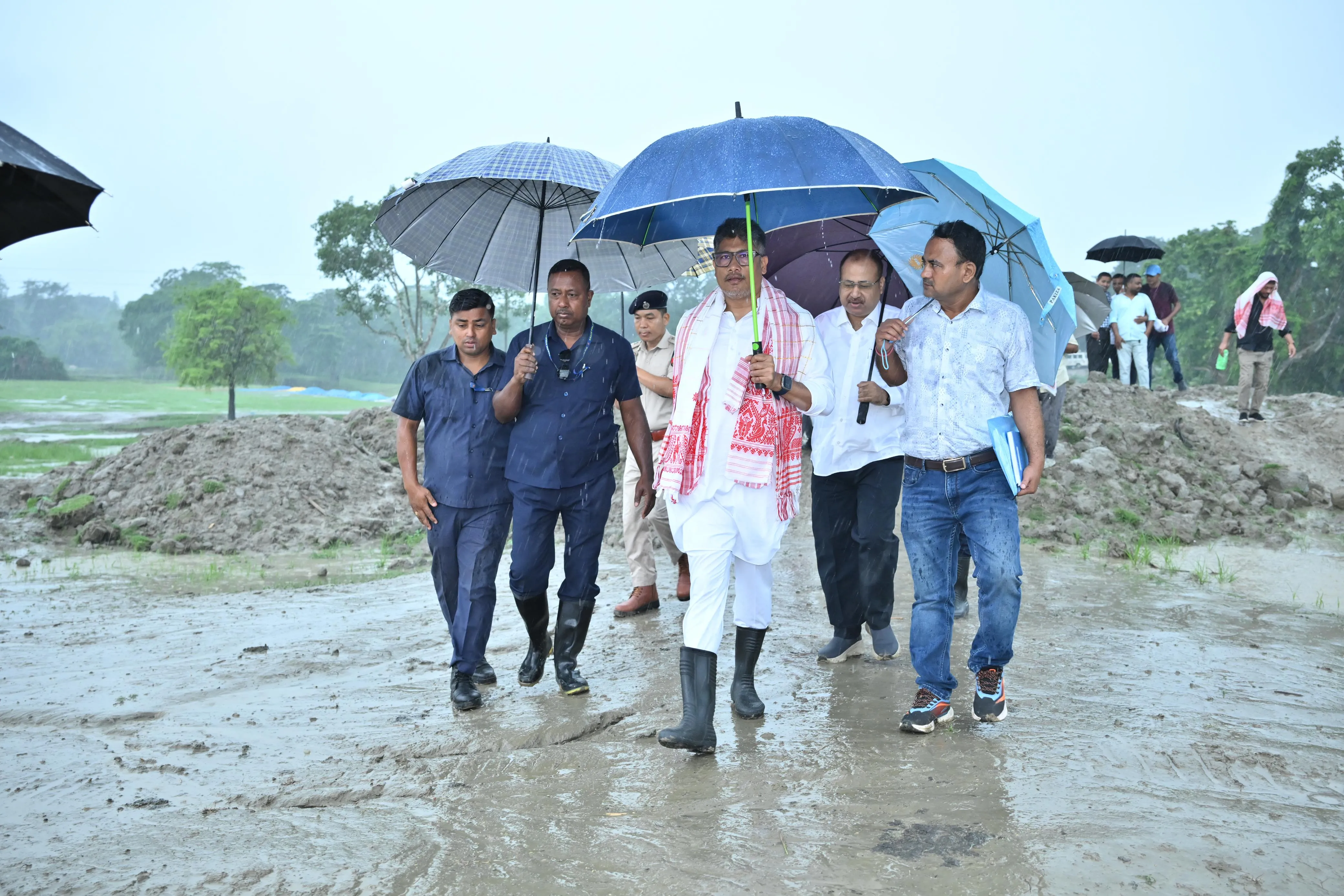 WRD Minister Pijush Hazarika Inspects Embankment Projects in Darrang District