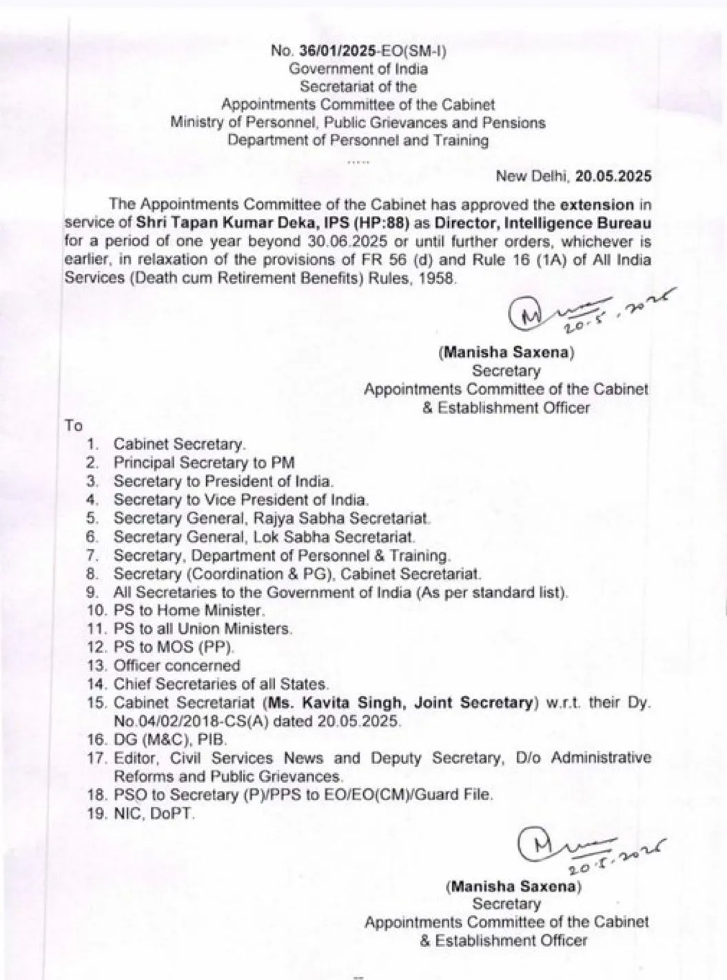 The official order