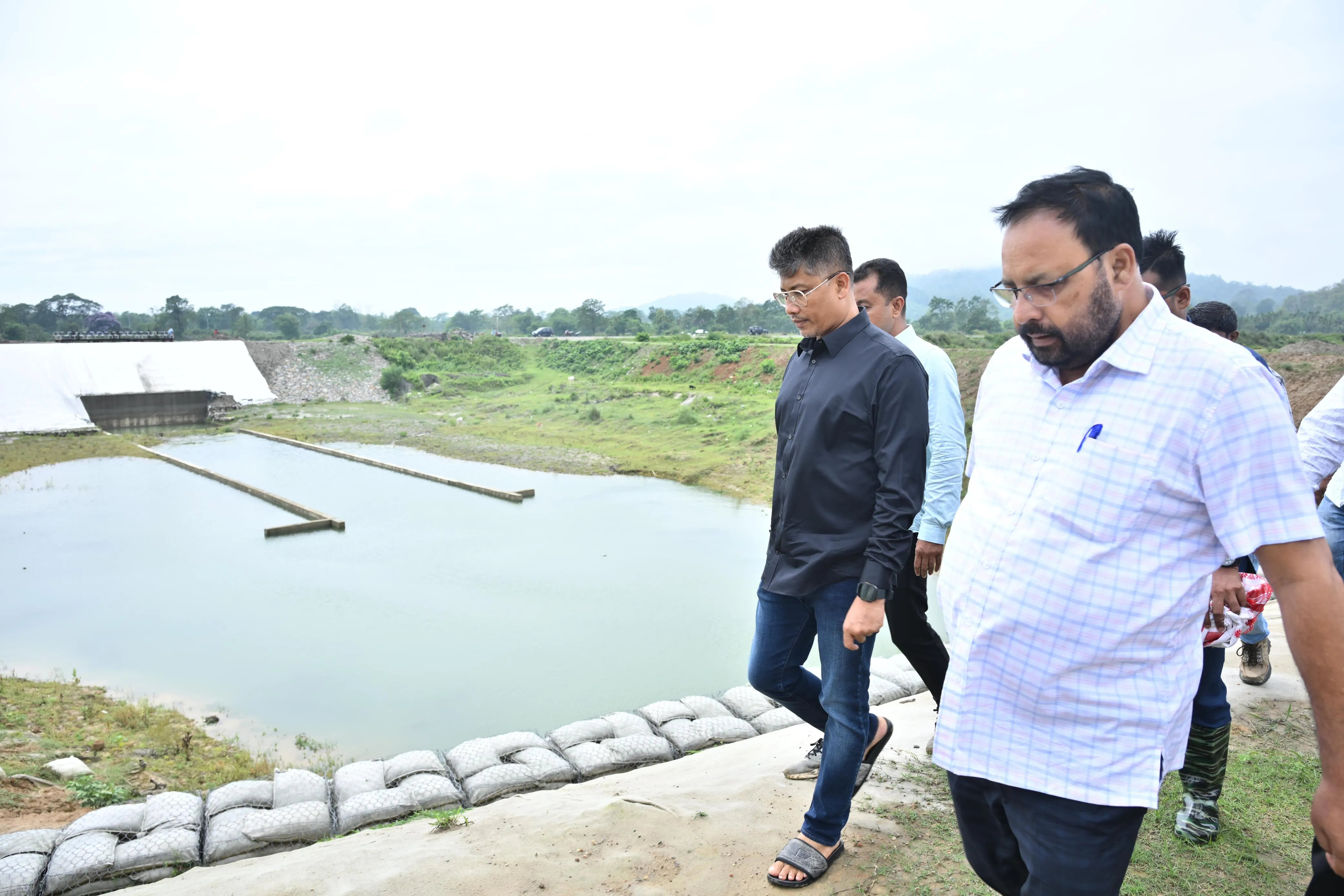 Pijush Hazarika Reviews Flood Control Works in Two Districts