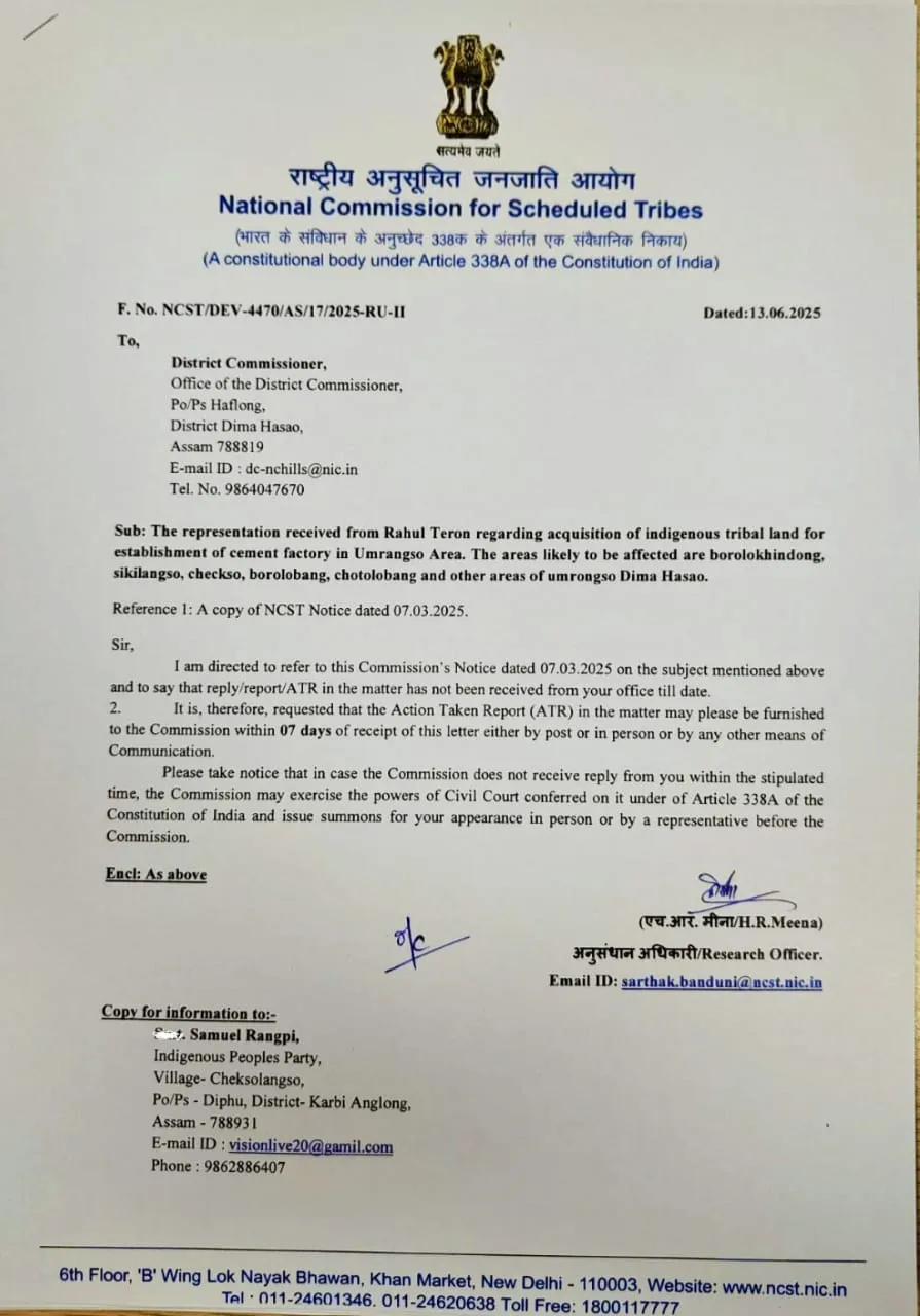 NCST Seeks Urgent Report on Tribal Land Row in Umrangso