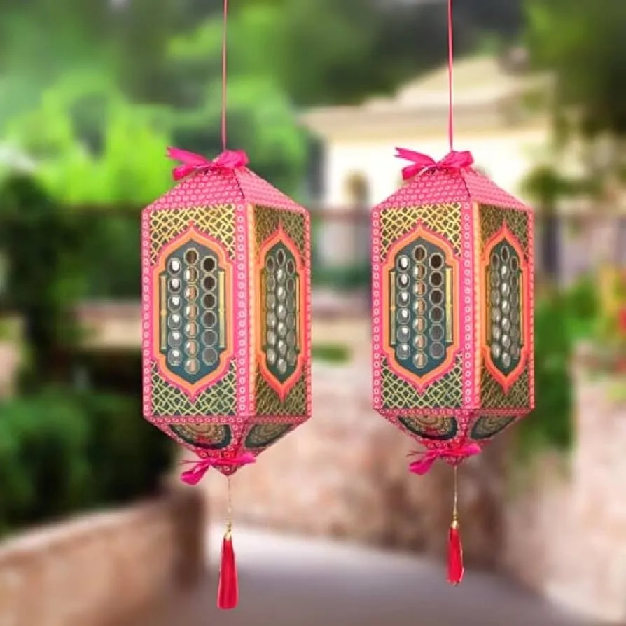 Buy Digi Arts Store Decorative Hanging Kandeel Lantern for Diwali – Pack of  2 | Size: 42 x 13.6 cm | Traditional Paper Lantern for Festive Decoration  Online at Low Prices in India - Amazon.in