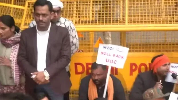 यूजीसी विवाद पर दिल्ली में प्रोटेस्ट (Photo: Screengrab)