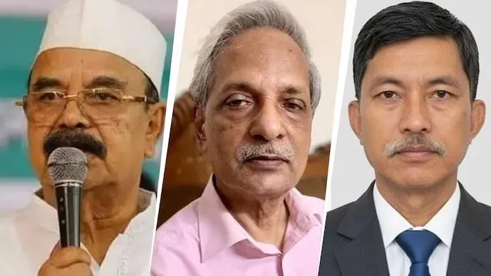 गायेश्वर चंद्र रॉय (बाएं), निताई रॉय चौधरी (बीच में), और दीपेन दीवान। (Photo: Siasat, bssnews)