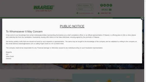 Waaree Public notice