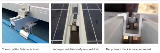 pressure block and screws of the PV module mounting 