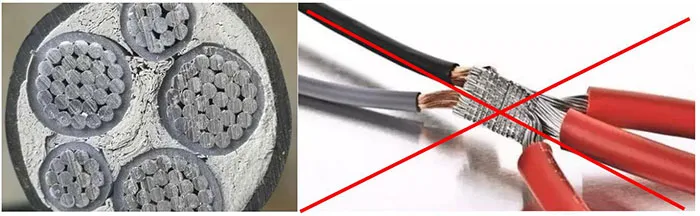 Aluminum Core Cables - Copper wire and aluminum wire cannot be directly connected
