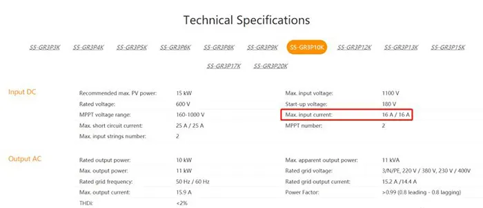 tech spec, Solar module