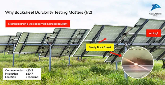 Representation of actual site backsheet failure due to Arc-ing
