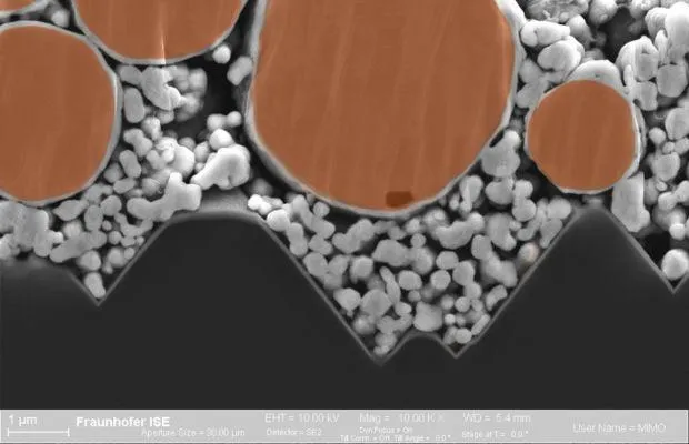silver-coated copper paste, developed at Fraunhofer ISE.