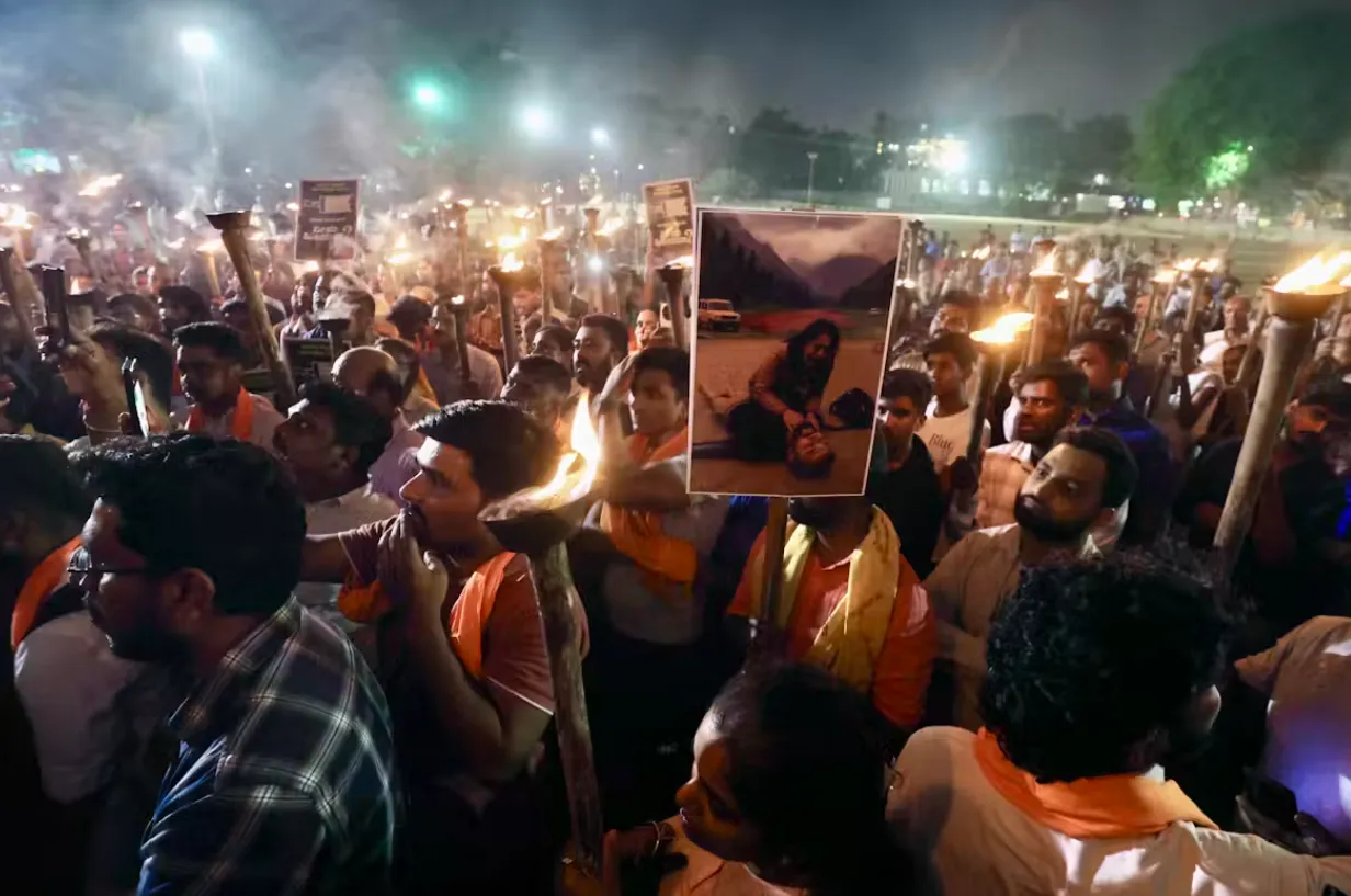 Hindu protesters condemn the deadly attack on tourists in the Kashmir in April. Jagadeesh NV/EPA