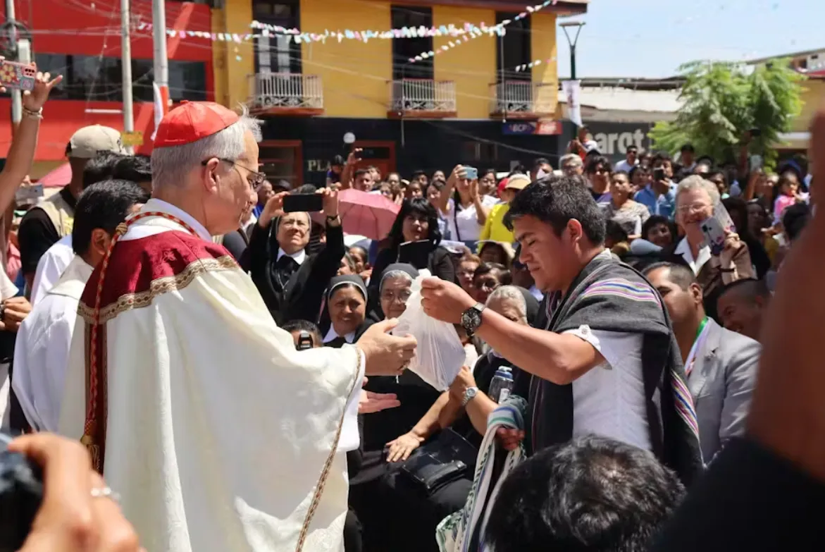 Bishop Robert Prevost leads the celebration anniversary of the Diocese in Chulucanas, Peru, August 2024. Diocese of Chulucanas via AP