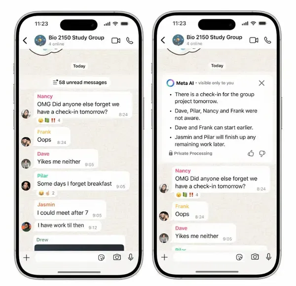 WhatsApp chat summaries