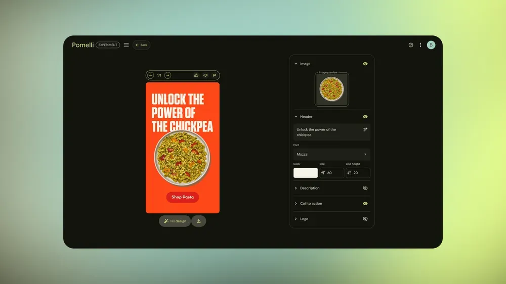 Pomelli content output screen