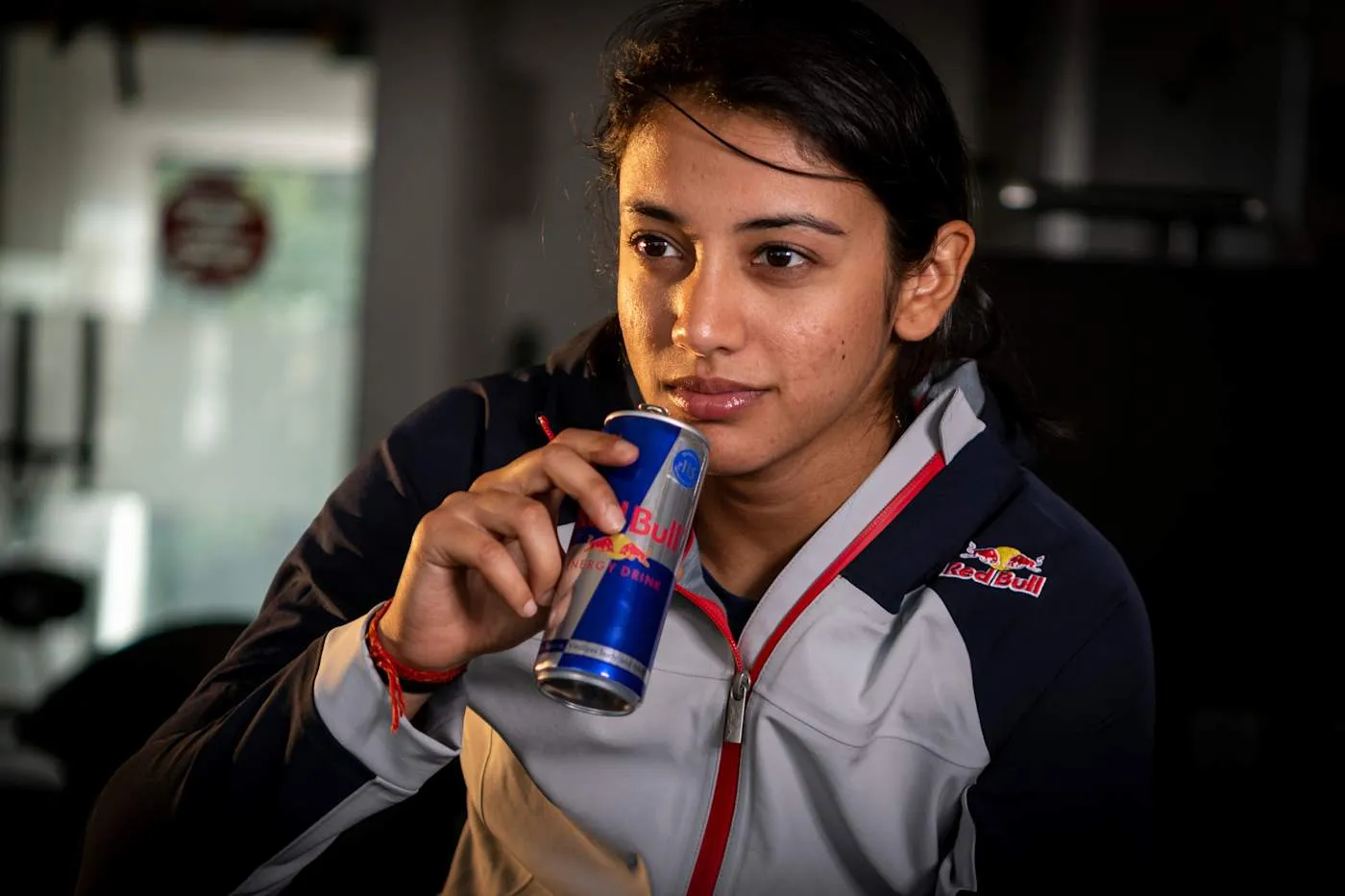 Indian opening batter Smriti Mandhana drinks Red Bull.