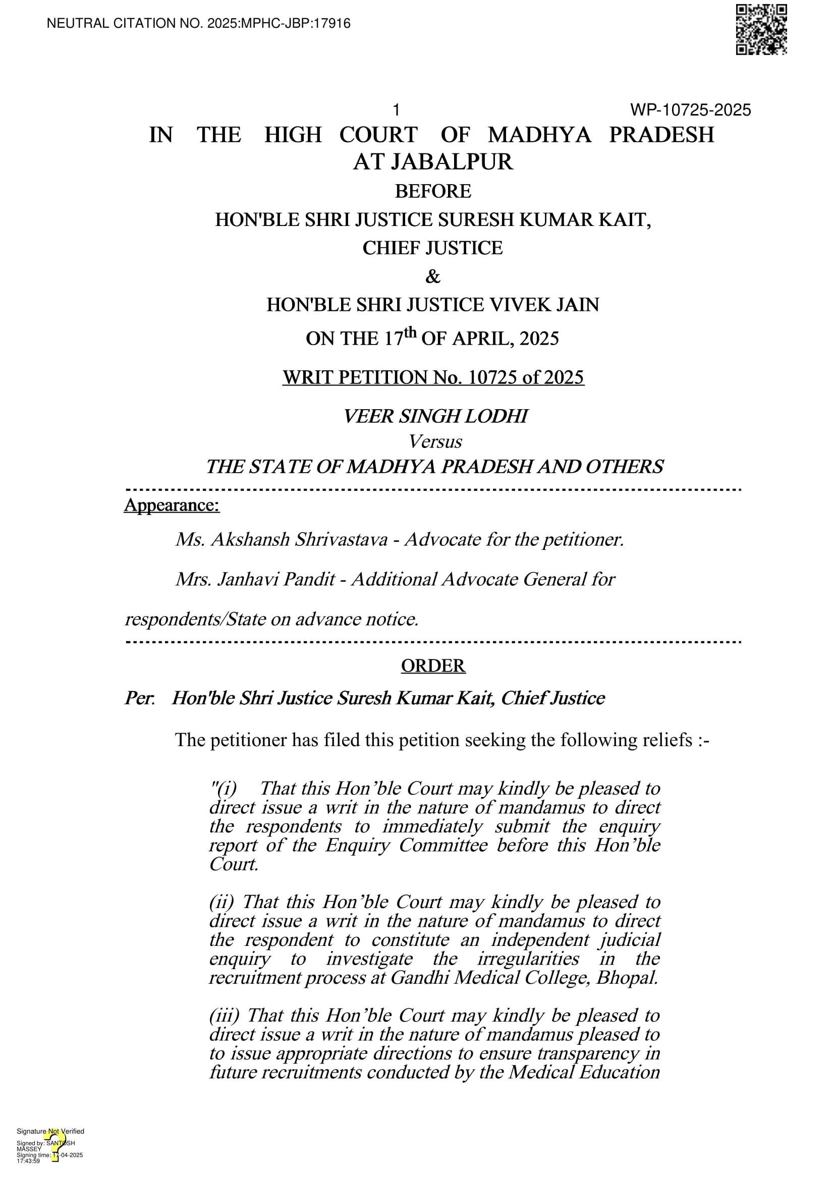 HC order on GMC appointments