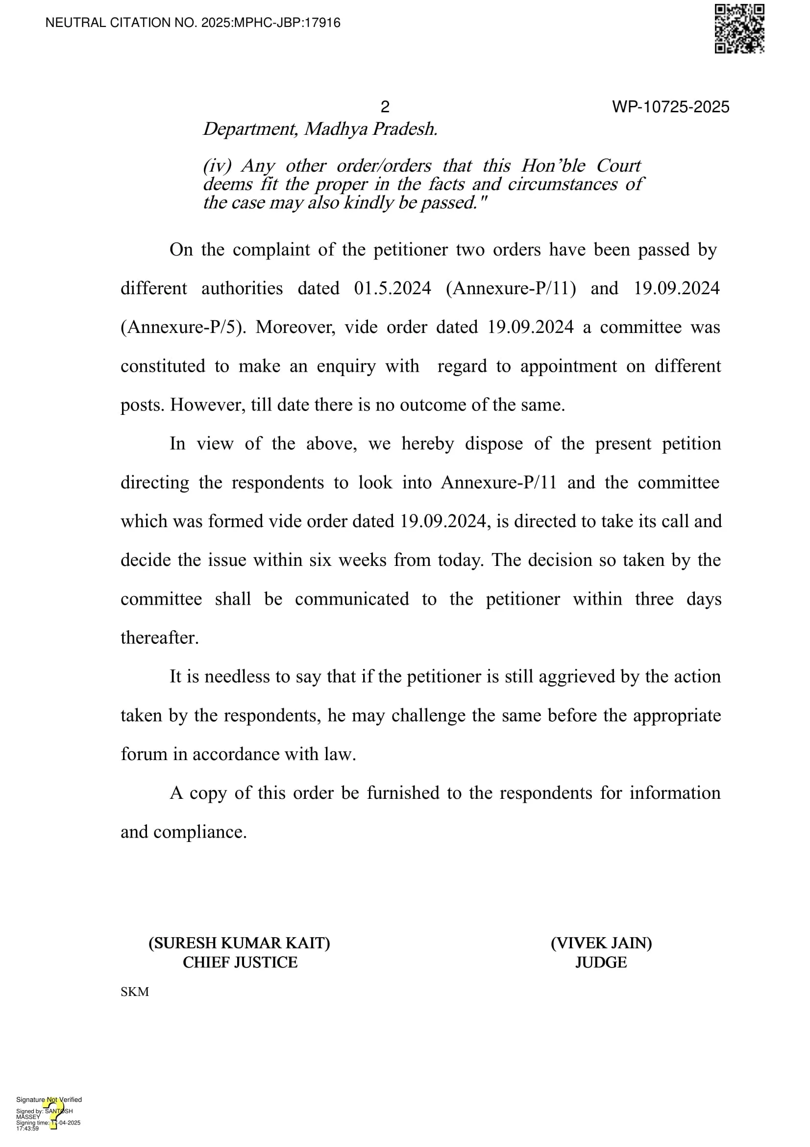 HC order on GMC appointments