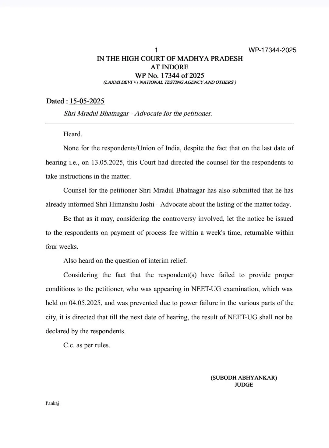 neet result stay