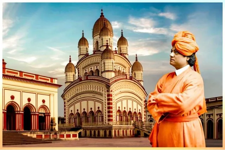 swami vivekananda with dakshineswar temple