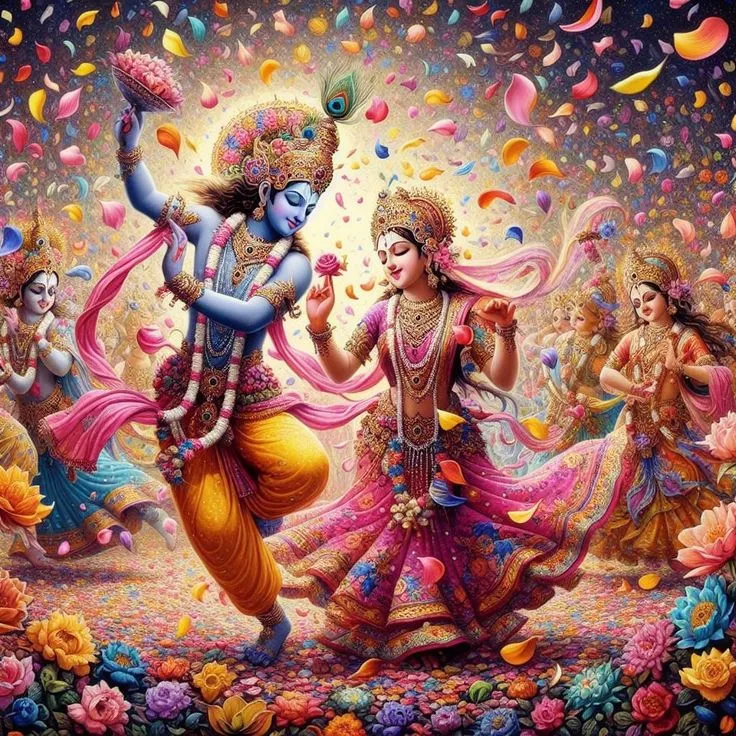 Radha Krishna Celebrating Holi Ai Images