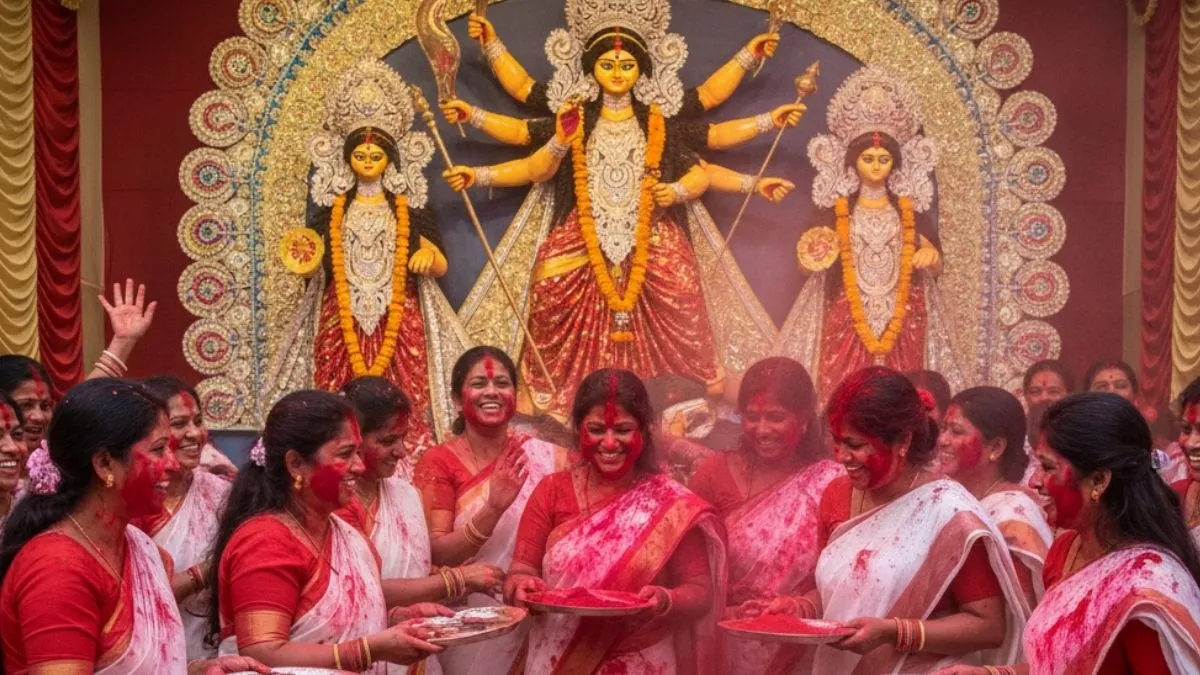 Durga Puja 2025: दुर्गा पूजा पर क्यों निभाई जाती है सिंदूर खेला की रस्म?  जानें सदियों पुराने इस रिवाज का महत्व - sindur khela 2025 date history  rituals & significance of durga