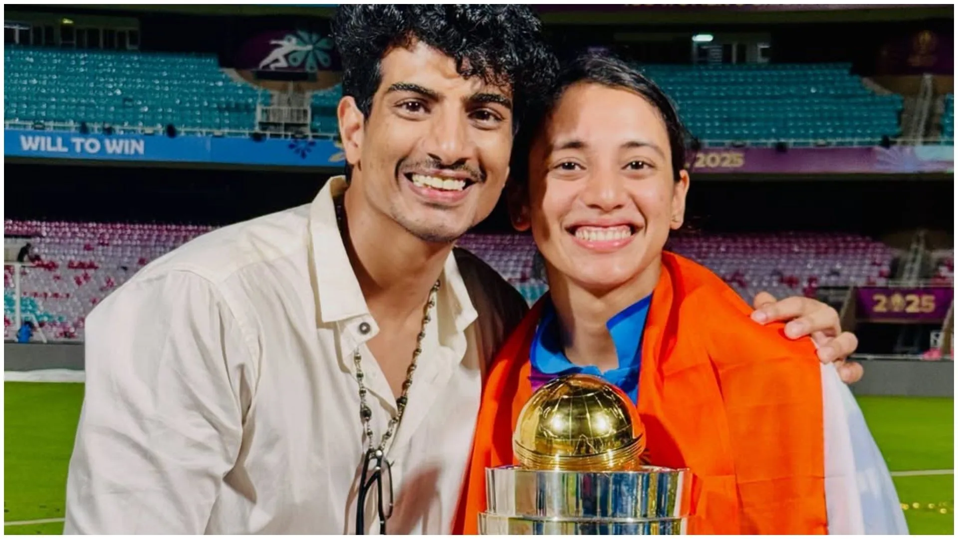 पार्टनर स्मृति मंधाना संग पलाश मुच्छल ने मनाया विश्वकप की जीत का जश्न,  मैदान से साझा की प्यारी तस्वीर - Palash Muchhal Shares World Cup Winning  Moments With Smriti ...