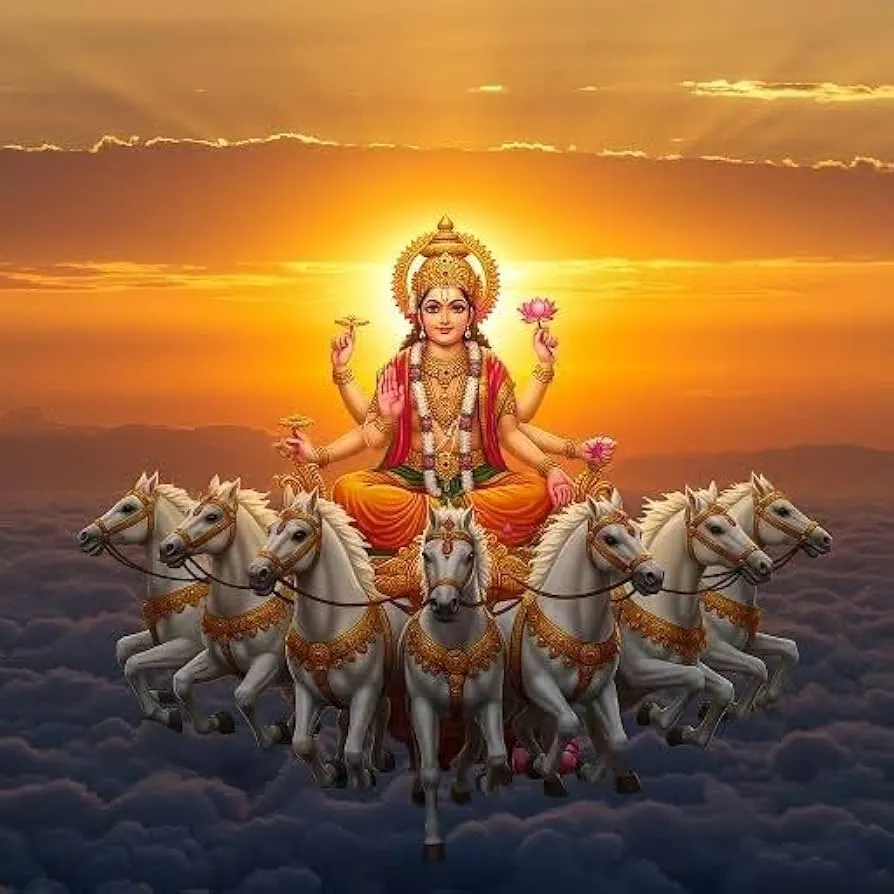Samriddhi Vinyl Gloss Laminated Picture for Sun God WallArt Divine Chariot  With Seven Horses Spirtual Home Decor Photo Wall Hanging : Amazon.in: Home  & Kitchen