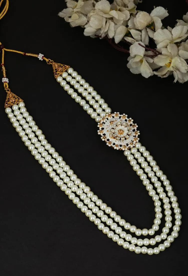 Jiyanshi Fashion मोती मोती दुल्हन दूल्हा शेरवानी हार/मोती माला पुरुषों के  लिए शादी के लिए | उत्तम दूल्हा माला और ब्रोच सेट | दूल्हे के लिए बिल्कुल ...
