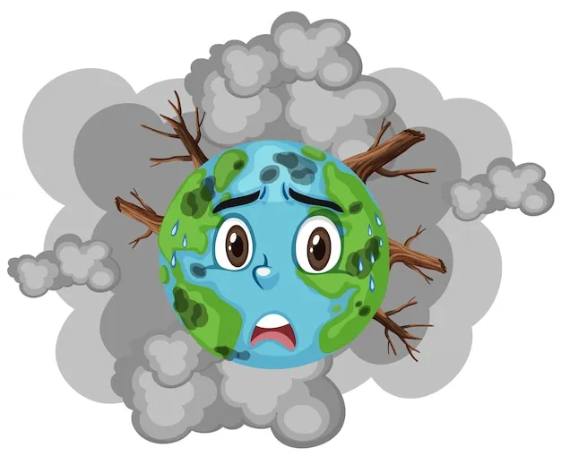 Pollution sur terre avec beaucoup de fumée et déforestation | Vecteur  Premium