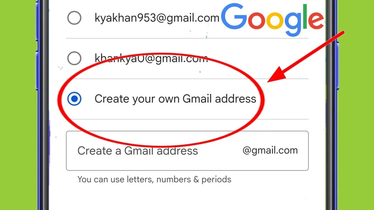 What is Create your own Gmail address in Google Account