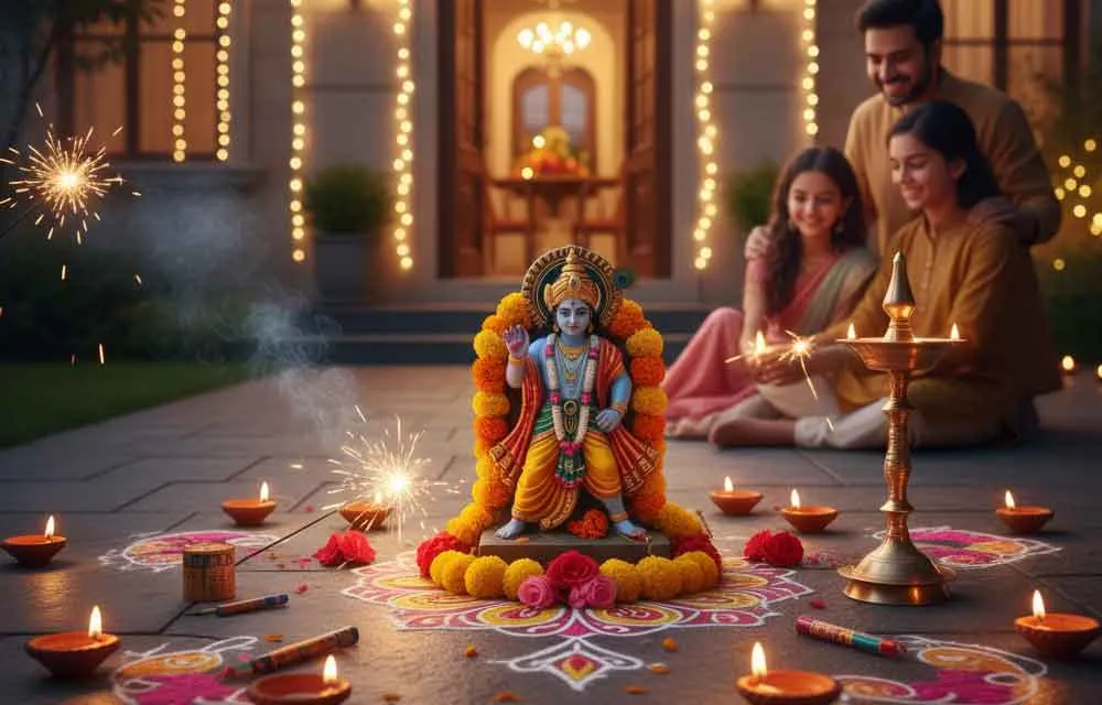 नरक चतुर्दशी 2025: अहंकार पर प्रकाश की विजय – श्रीकृष्ण और नरकासुर की कथा  और इसका प्रतीकात्मक अर्थ - Hindu Tone