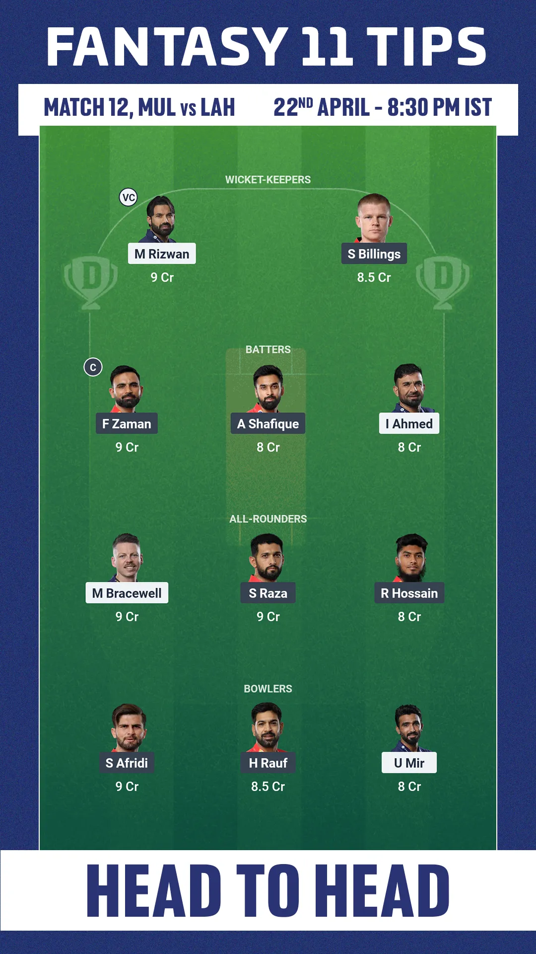 MUL vs LAH Dream11