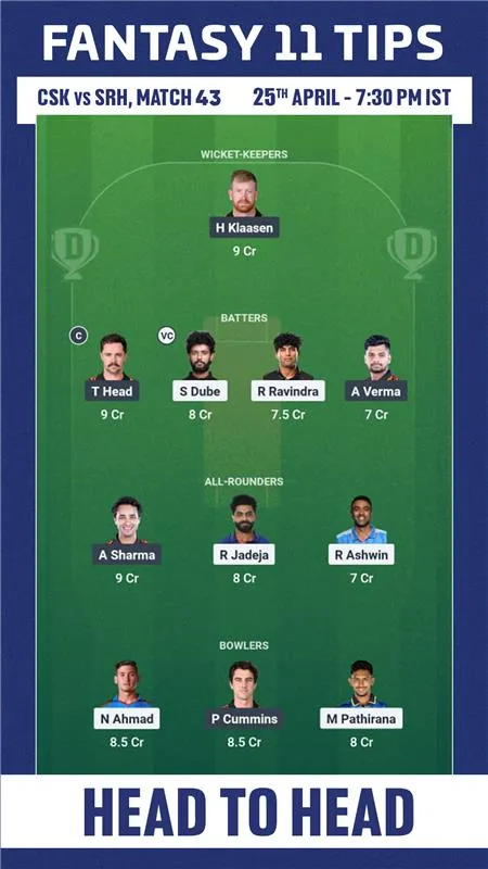 CSK vs SRH H2H