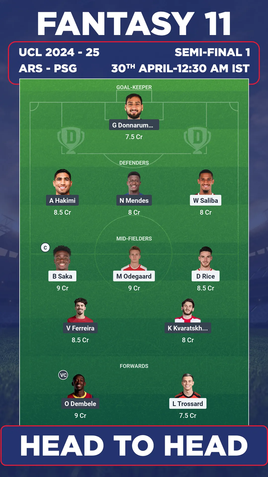ars vs psg dream11 prediction